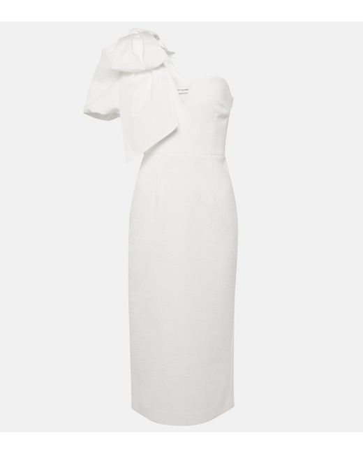 Rebecca Vallance White Bridal Bon Ami Bow-Detail Midi Dress