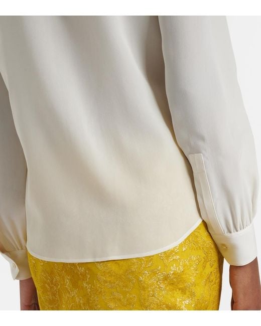 Saint Laurent White Tie-Neck Silk Blouse