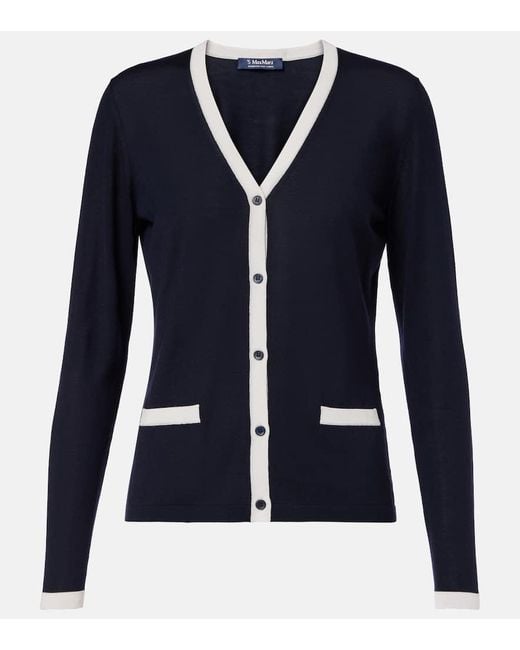 Max Mara Blue Kenya Virgin Wool Cardigan