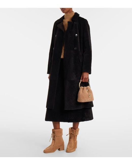 Jimmy Choo Brown Bucket Bag Bon Bon Small Aus Shearling