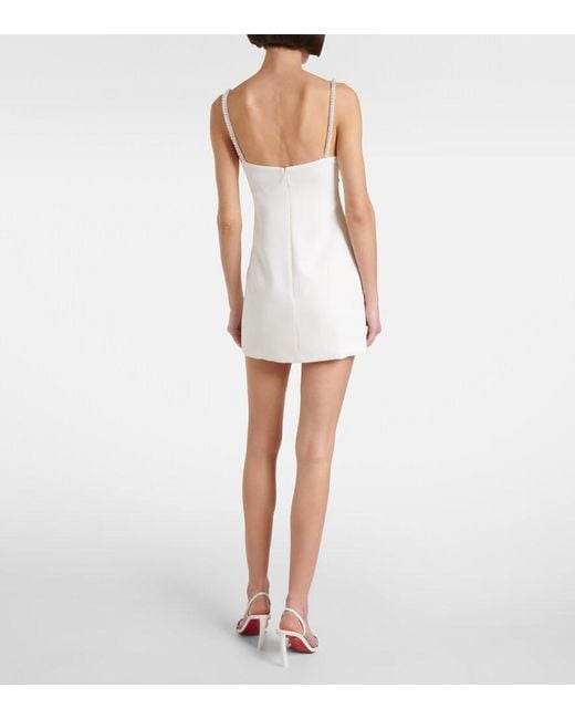 Self-Portrait White Faux Pearl-Embellished Crepe Minidress