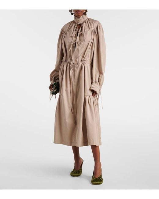 Dries Van Noten Natural Ruffled Cotton Shirt Dress