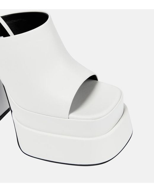 Versace White Leather Platform Mules