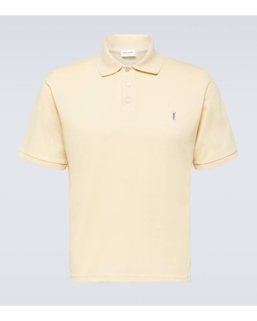 Saint Laurent Natural Cassandre Cotton-blend Polo Shirt for men