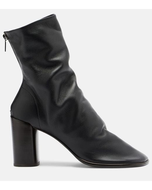 Lemaire Black Glove Leather Ankle Boots