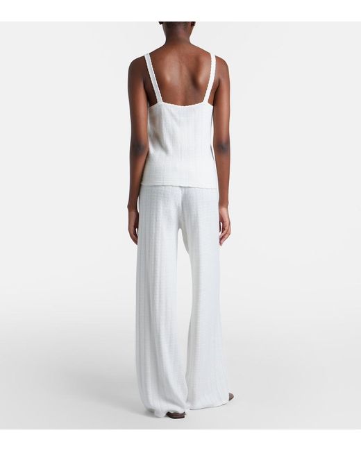 Lisa Yang White Shannen Cotton And Cashmere Wide-Leg Pants