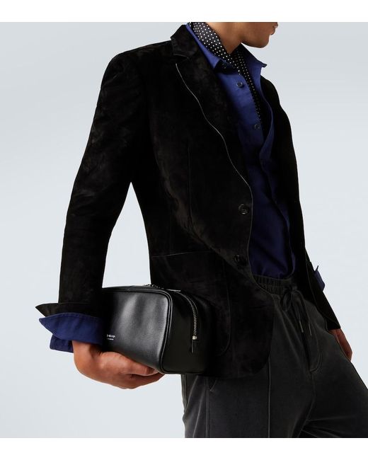 Tom Ford Black Logo Leather Toiletry Bag for men