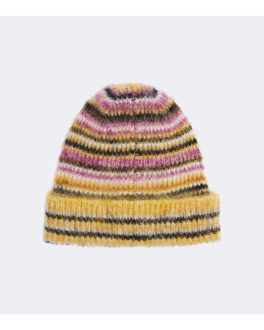 Isabel Marant Natural Morenne Striped Mohair And Wool-Blend Beanie