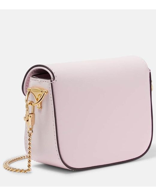 Gucci Pink Schultertasche Horsebit 1955 Mini Aus Leder