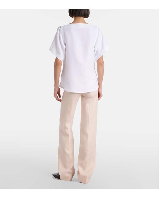 Loro Piana Women's White Linen T-Shirt