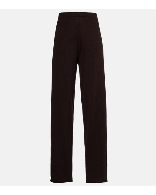 Extreme Cashmere Black N°353 Relax Cotton-Blend Straight Pants
