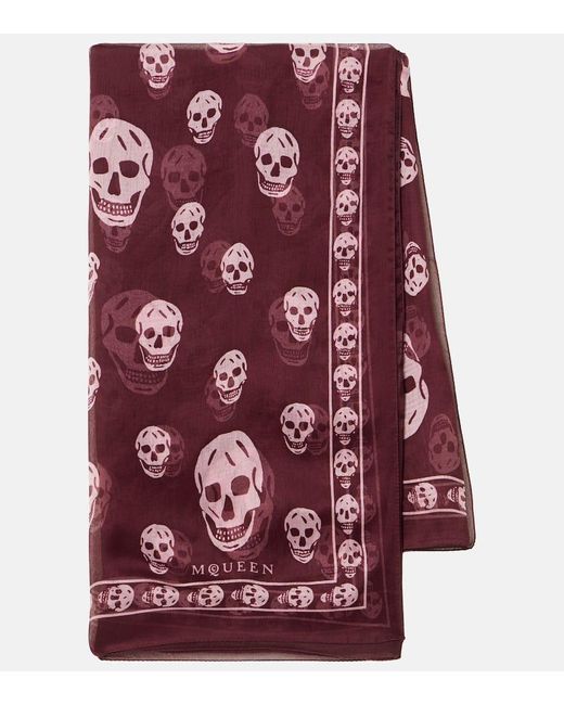Panuelo Skull De Seda Con Flecos Alexander McQueen de color Red