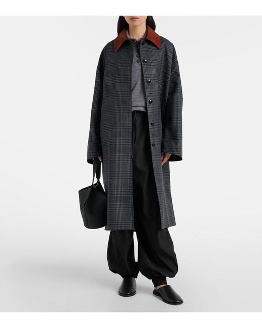Rohe Black Prince Of Wales Check Virgin Wool Coat