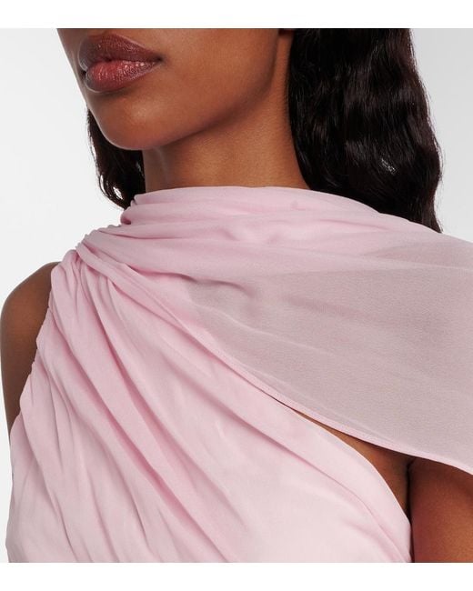 Posse Pink Solene Gathered Scarf-Detail Mesh Top