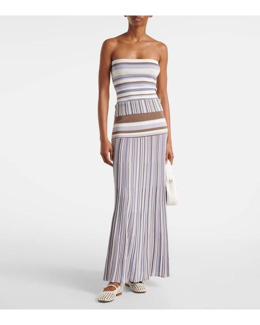 Faithfull The Brand Blue Citara Striped Cotton-Blend Tube Top