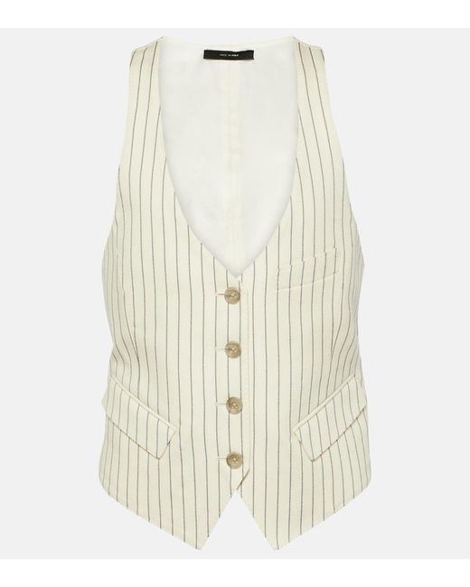 Tom Ford White Pinstripe Wool And Silk-blend Vest