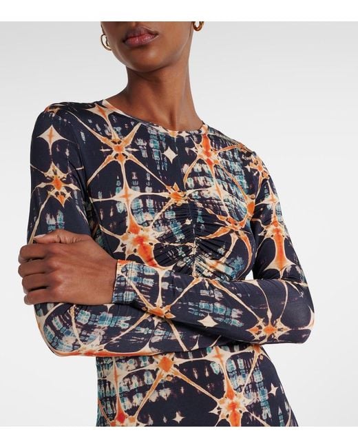 Ulla Johnson Multicolor Naia Ruched Printed Jersey Midi Dress