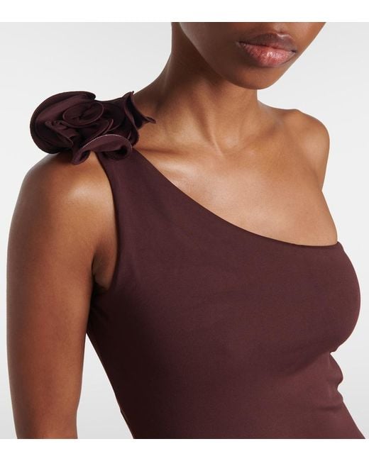 Magda Butrym Purple Floral-Applique Swimsuit