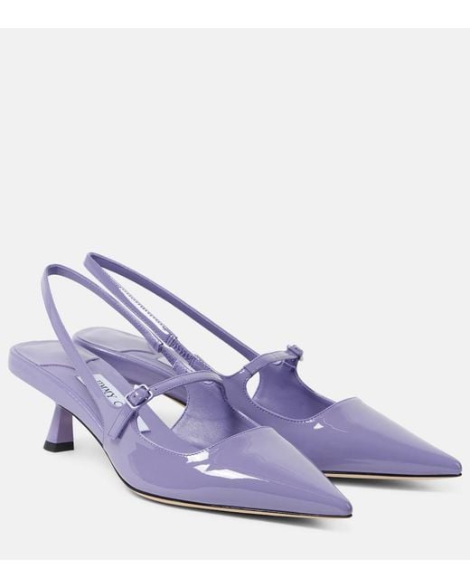 Jimmy Choo Purple Didi 45 Patent Leather Slingback Pumps