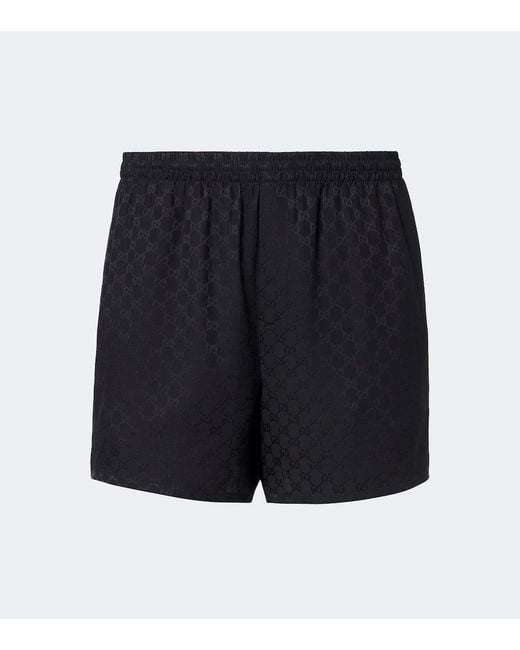 Gucci Blue Gg Jacquard Silk Shorts for men