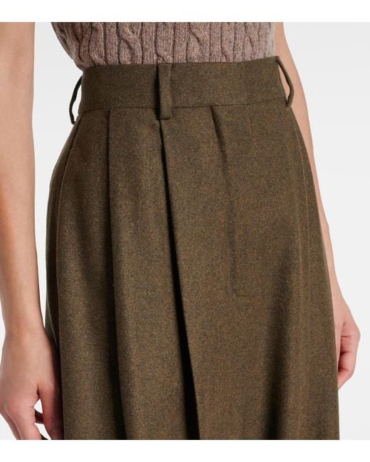 Loro Piana Brown Kurt Wool And Cashmere Wide-Leg Pants