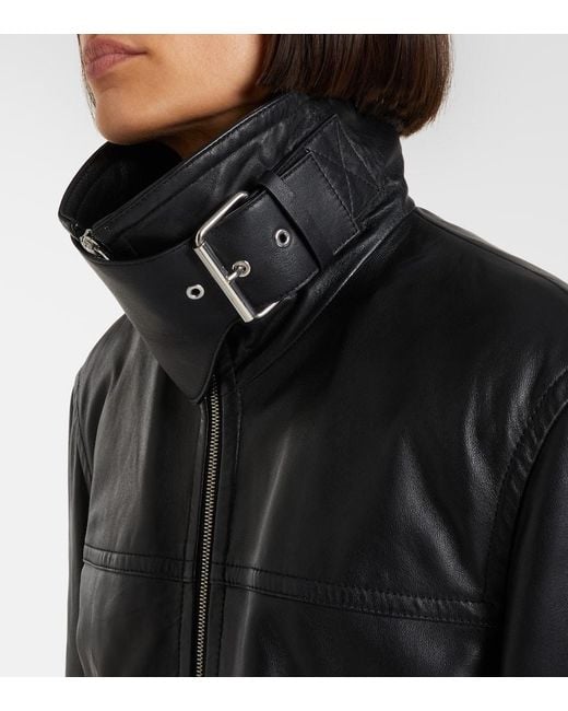 Sportmax Black Oversized Leather Jacket