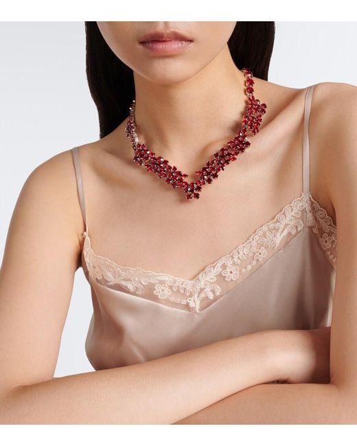 Simone Rocha Red Crystal-Embellished Necklace