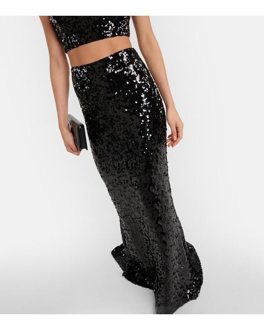 Dolce & Gabbana Black Sequined Maxi Skirt