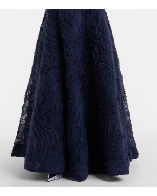 Rebecca Vallance Blue Jasmine Pleated Tulle Gown