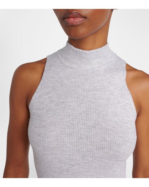 Brunello Cucinelli White Ribbed-Knit Turtleneck Top