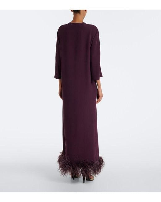 Valentino Purple Cady Couture Feather-Trimmed Gown