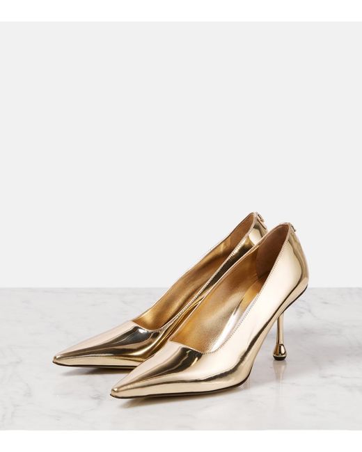 Jimmy Choo Natural Ixia 80 Mirrored Leather Pumps