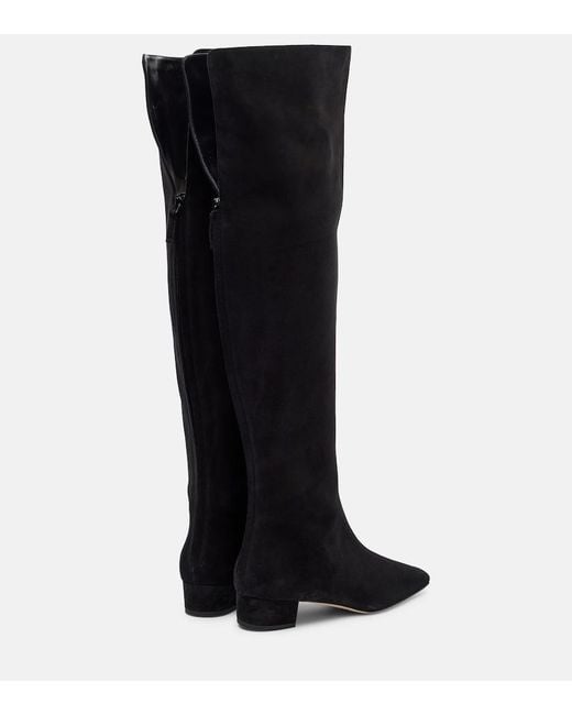 Manolo Blahnik Black Gore Suede Over-The-Knee Boots