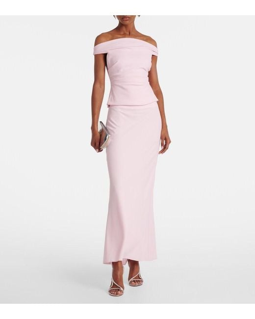 The Sei Pink Draped Off-Shoulder Crepe Corset