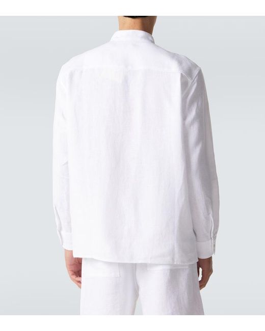 Saman Amel White Linen Overshirt for men