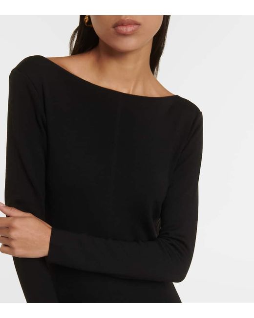 Vestido de lana con espalda abierta Saint Laurent de color Black