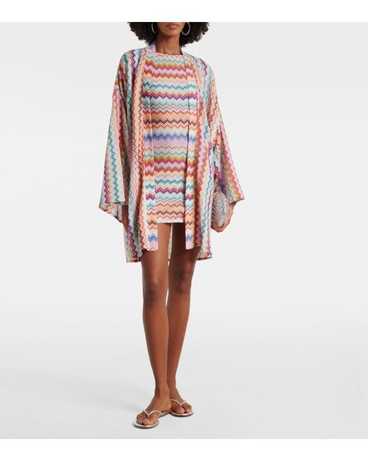 Missoni White Zigzag Oversized Lame Wrap Cardigan