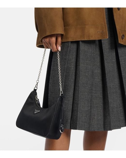 Prada Black Schultertasche Re-Edition 2005 Aus Re-Nylon