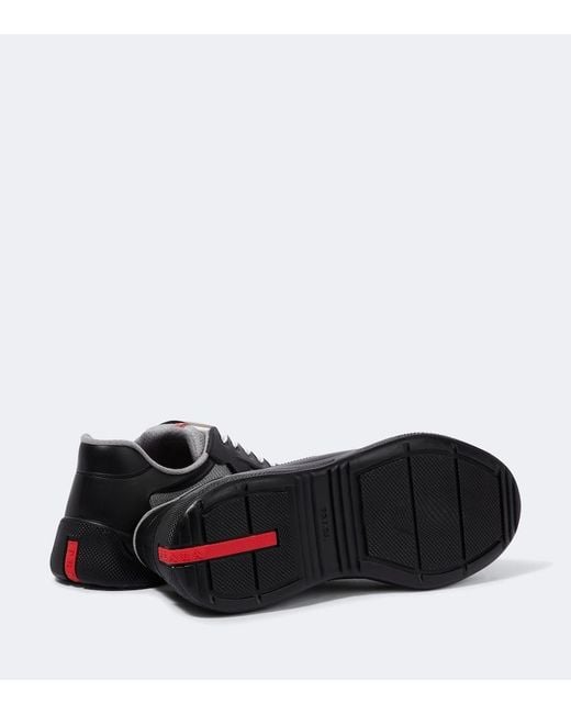 Prada Black Recycled Polyester-blend Sneakers for men