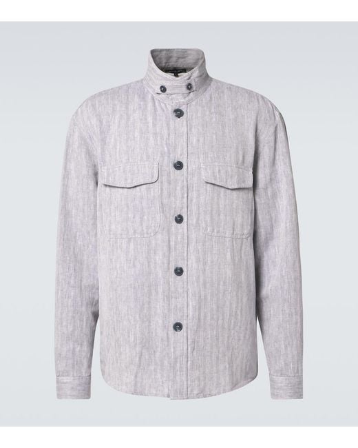 Frescobol Carioca Gray Nuno Cotton And Linen Overshirt for men