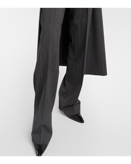 Alessandra Rich Gray Pinstriped High-Rise Straight Pants