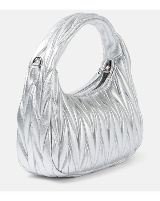 Miu Miu White Wander Small Matelasse Leather Shoulder Bag