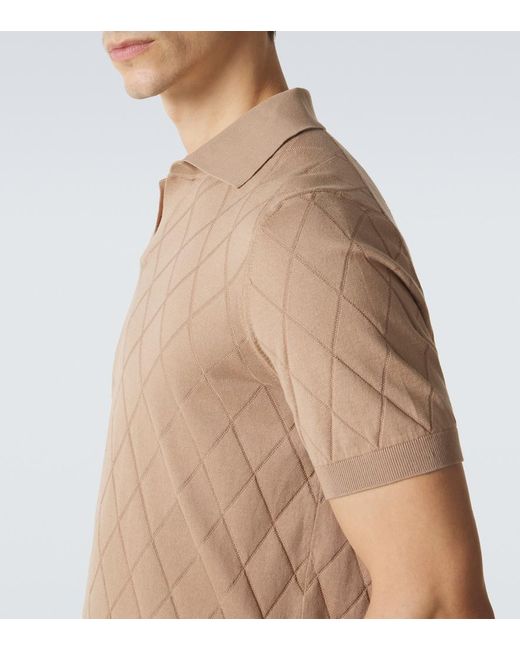 Brunello Cucinelli Natural Knitted Cotton Polo Shirt for men
