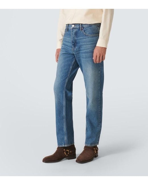 FRAME Blue Mid-Rise Straight Jeans for men