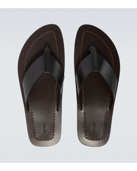 The Row Brown Dan Leather Thong Sandals for men