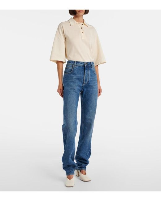 Bottega Veneta Blue High-Rise Straight Jeans