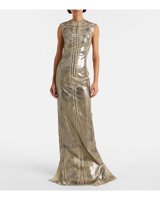Rick Owens Natural Coated Denim Maxi Dress