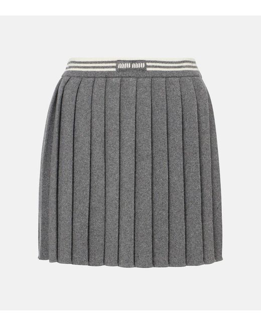 Miu Miu Gray Minirock Aus Kaschmir Und Wolle