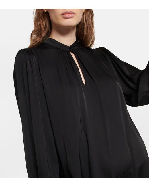Velvet Black Evelyn Satin Shirt Mini Dress