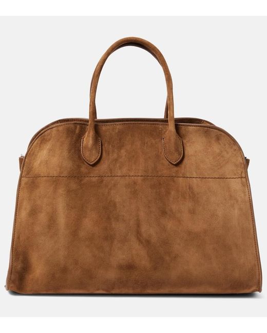 The Row Brown Soft Margaux 15 Suede Tote Bag